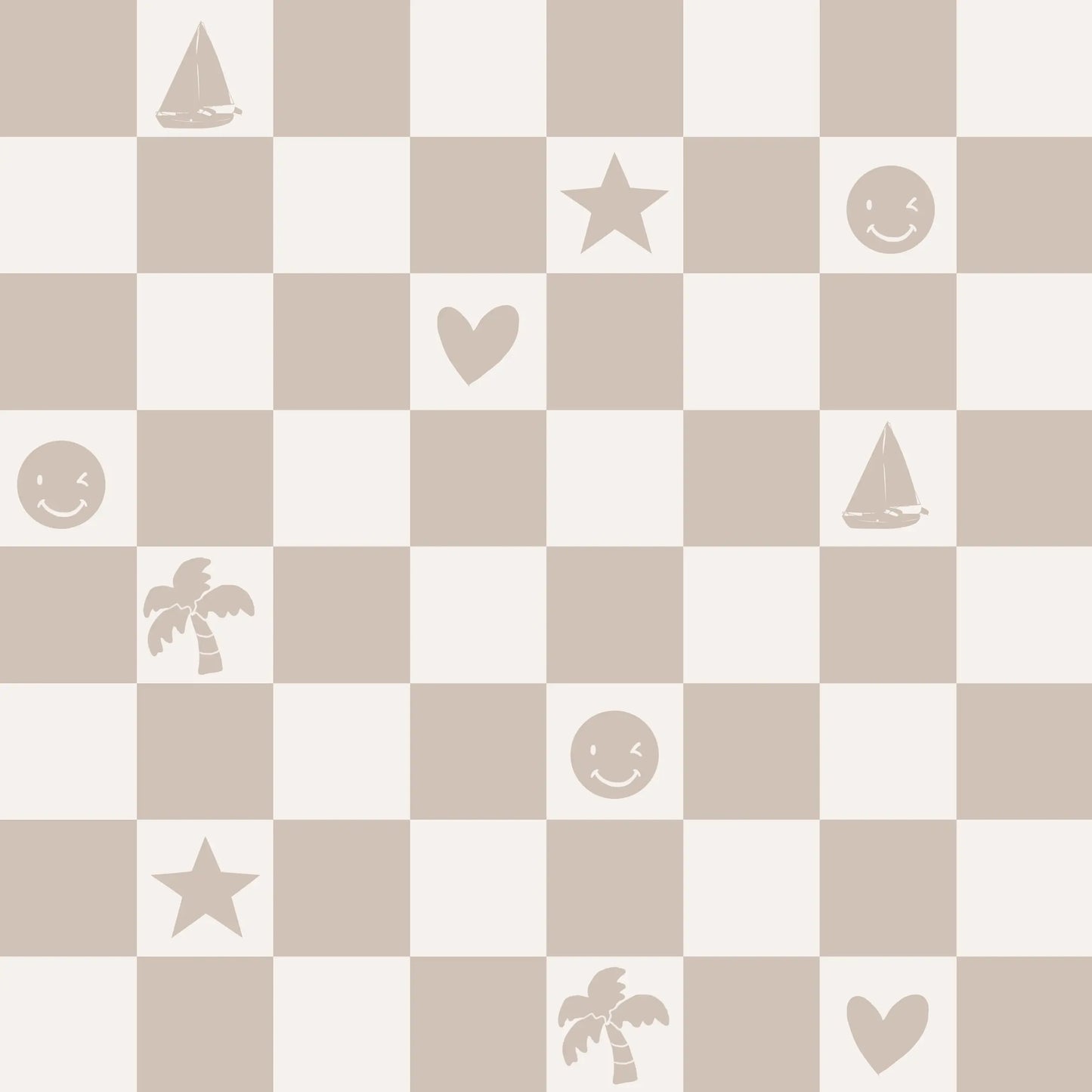 (IN STOCK) Family Fabrics | Checker Beige | Jersey 180gsm BY THE HALF YARD