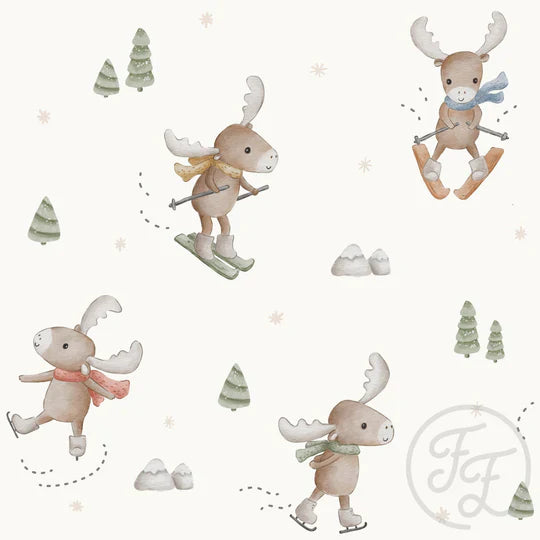 Family Fabrics | Winter Moose Offwhite | 111-202 (by the full yard)
