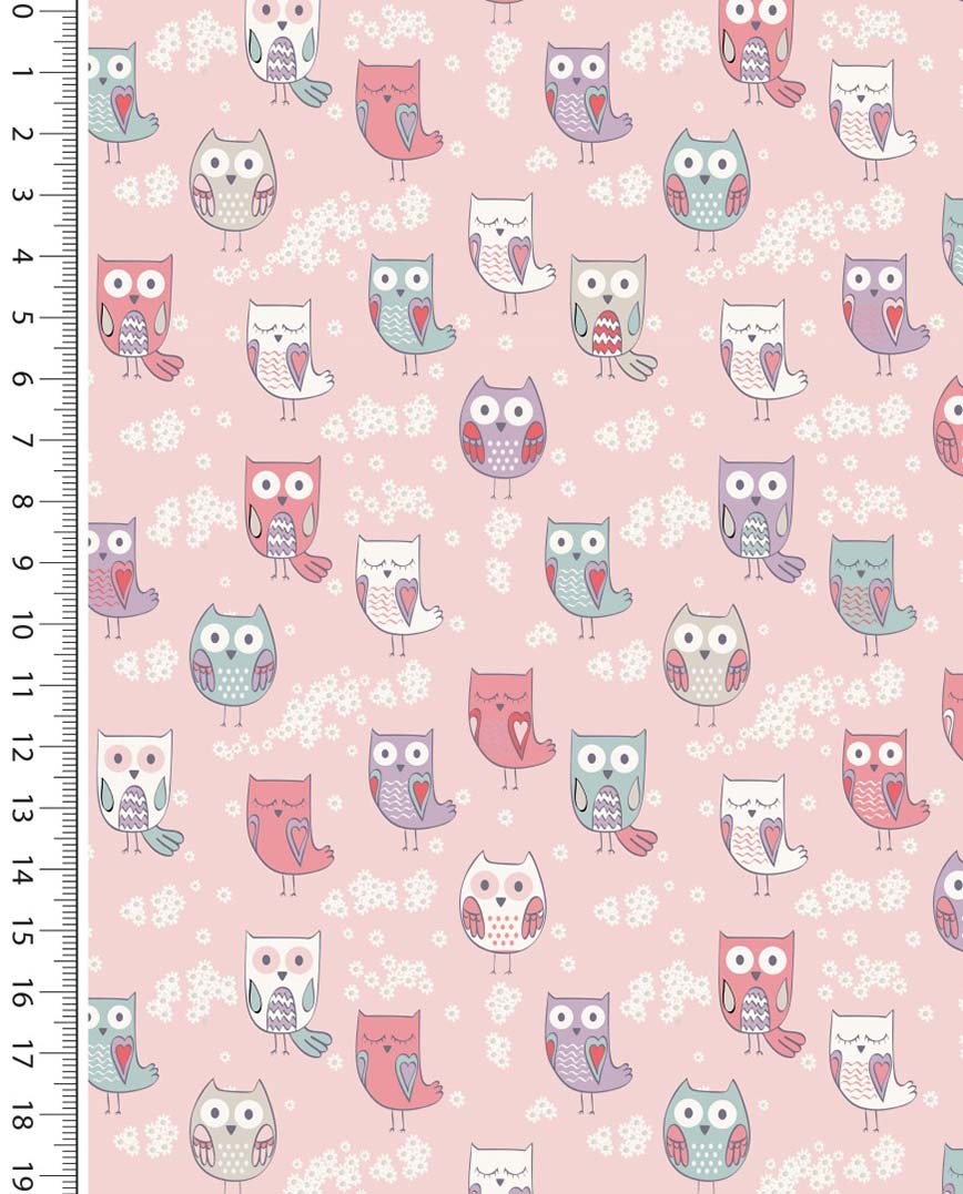 Poplin Little Ones Colourful Owl : 5278 : 1213 : Light Coral