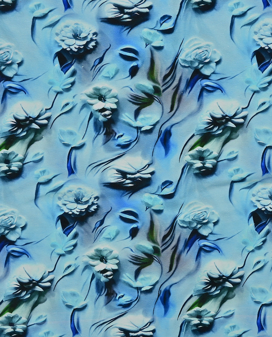 Jersey Digital 3 D Flower : 5752 : 4 : Aqua