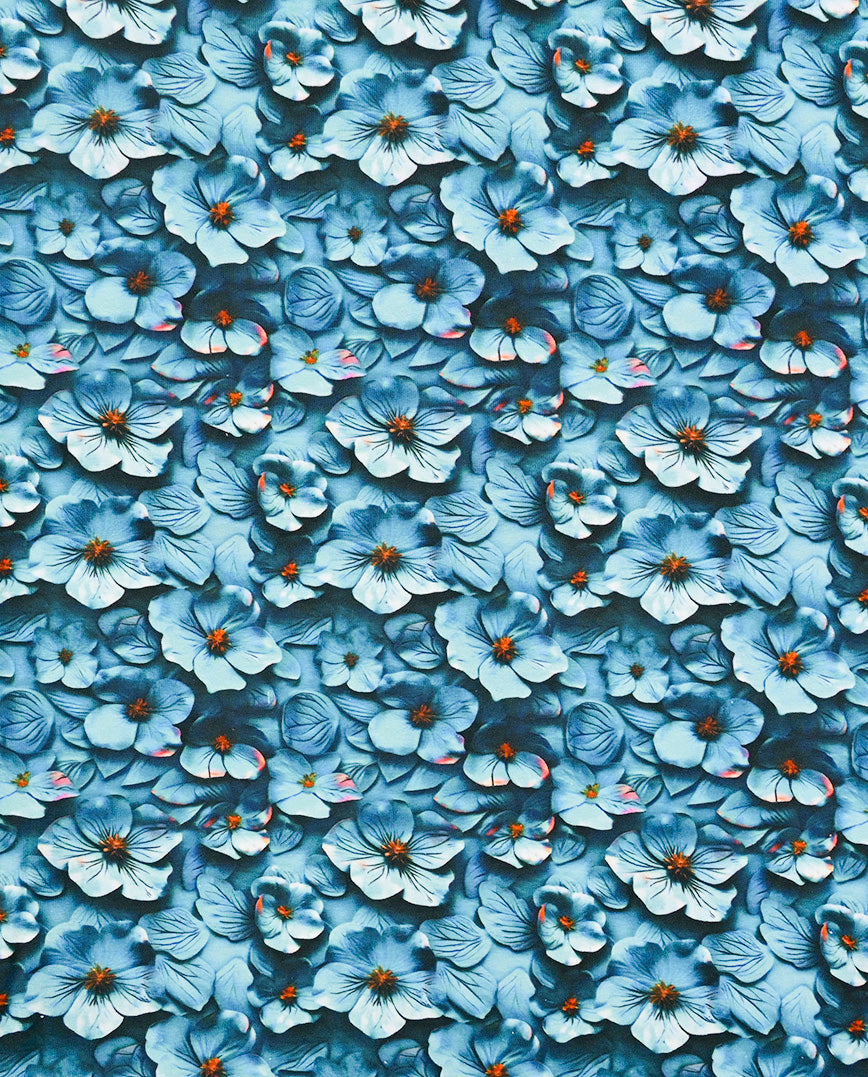 Jersey Digital 3 D Flower : 5756 : 1106 : Petrol