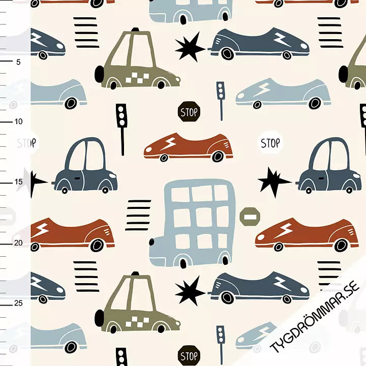 Tygdrommar Jersey - Automobil BY THE HALF YARD