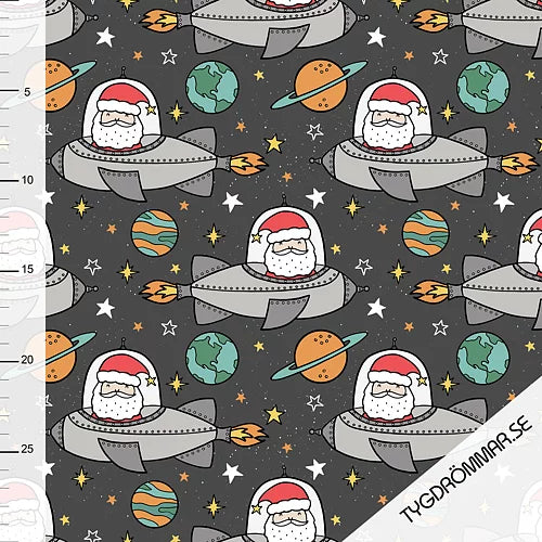Tygdrommar Jersey - Space Santa BY THE HALF YARD