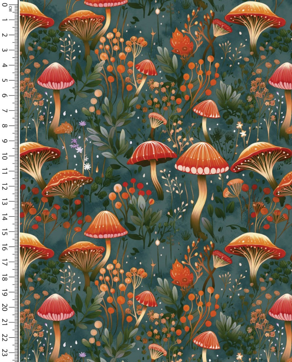 French Terry Digital Autumn Mushrooms : 5900 : 1106 : Petrol
