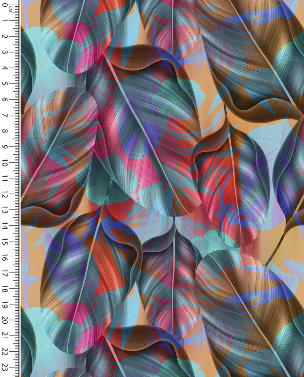 French Terry Digital Leaves : 5903 : 1307 : Petrol