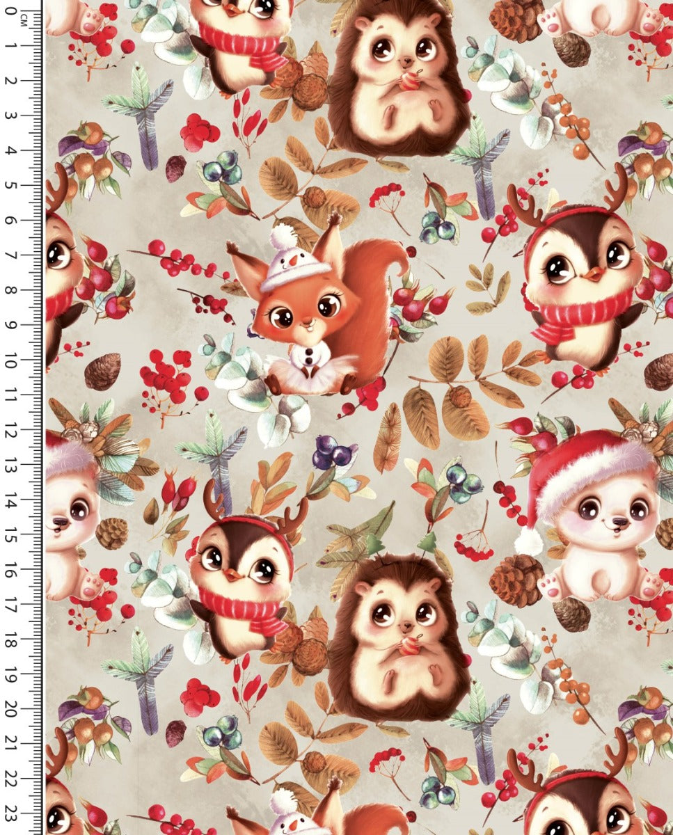 Sweat Brushed Digital Christmas Animals : 5907 : 1453 : Taupe