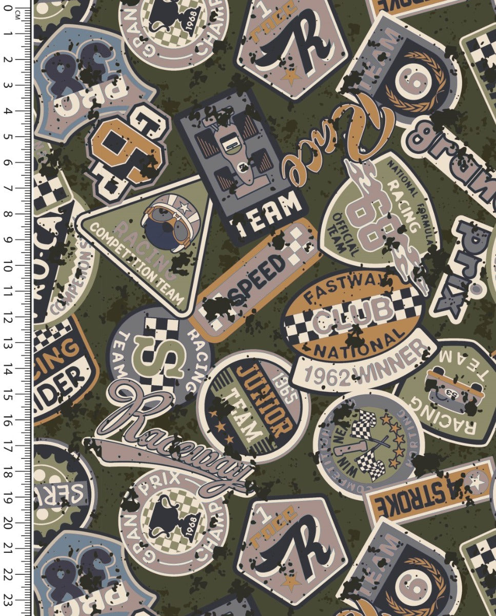 Sweat Brushed Digital Racing Badge : 5908 : 28 : Army Green