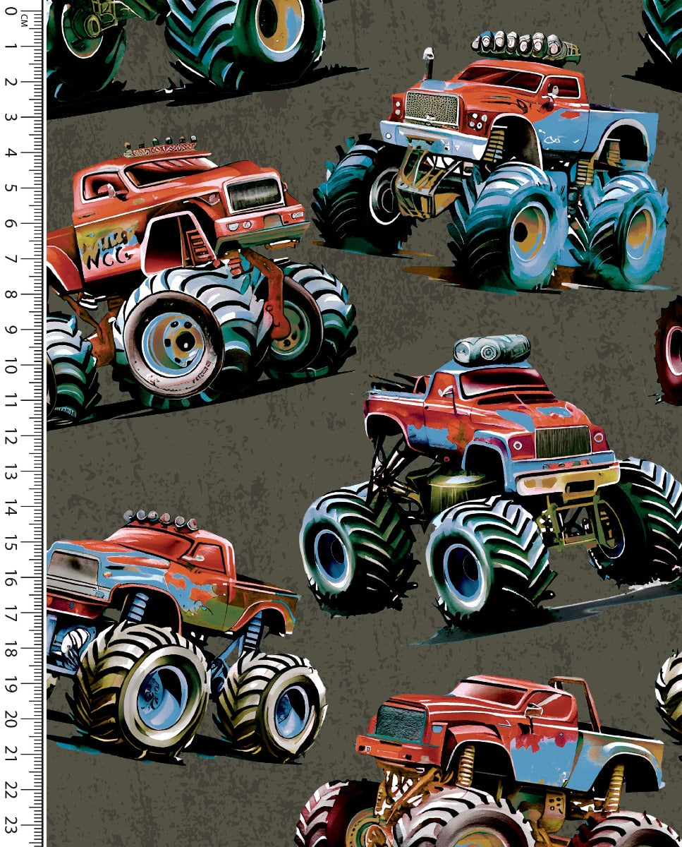 Alpine French Terry (Fleece Backed) Digital Monstertruck : 5855 : 28 : Army Green