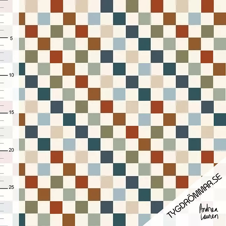 Tygdrommar Jersey - Checks Green/Blue BY THE HALF YARD