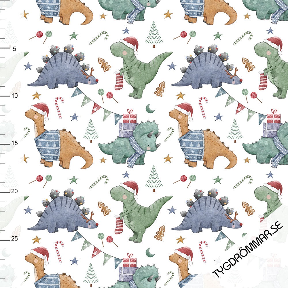 Tygdrommar | Christmas Dinos (limited) | Jersey 220gsm | Organic (BY THE HALF YARD)