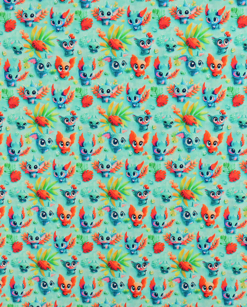 Poplin 3 D Fantasy Animals : 5821 : 25 : Green