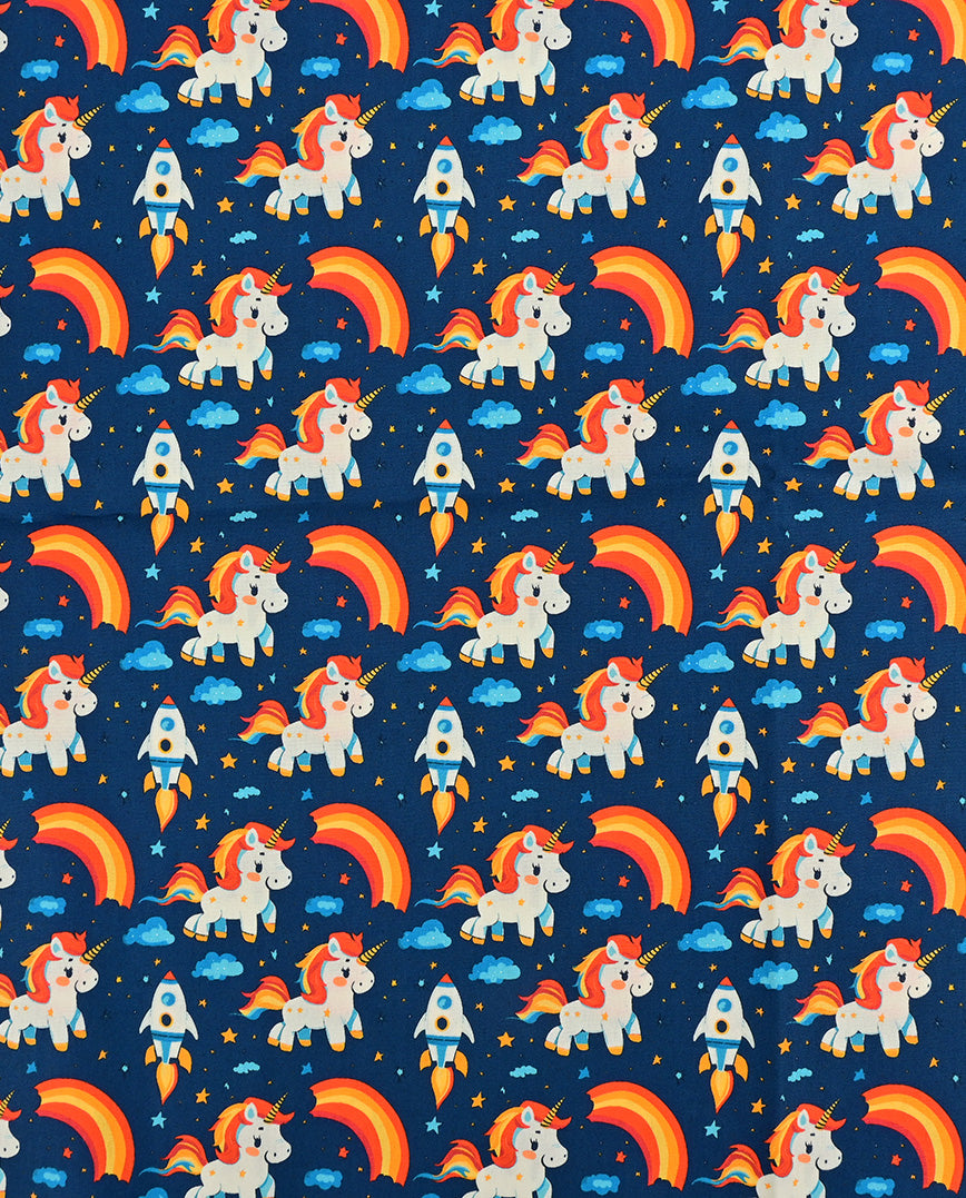 Poplin Unicorn In Space : 5822 : 8 : Navy