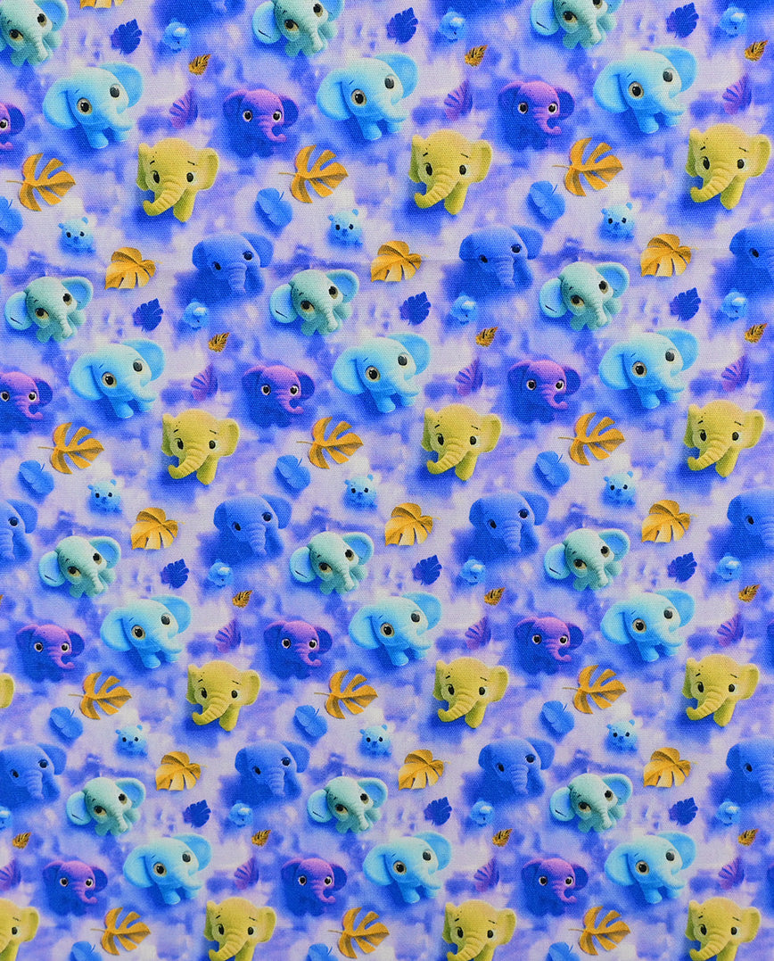 Poplin 3 D Elephant : 5818 : 5 : Cobalt