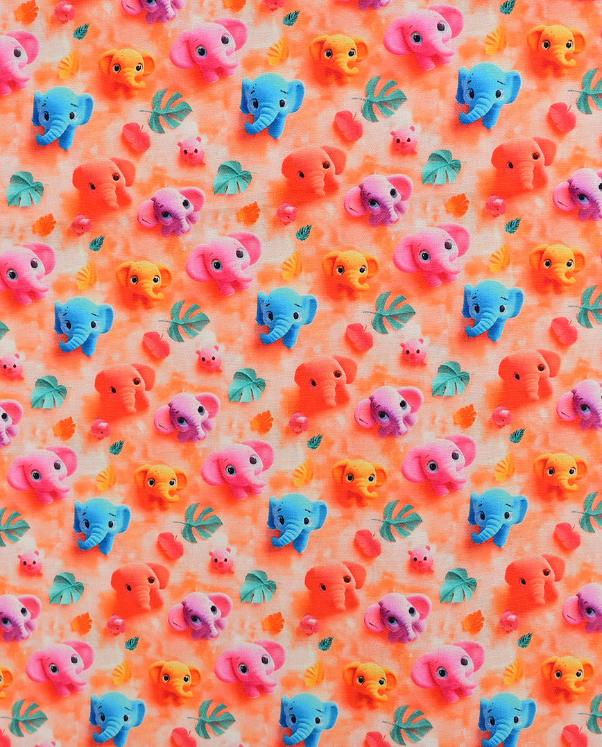Poplin 3 D Elephant : 5818 : 1814 : Soft Coral