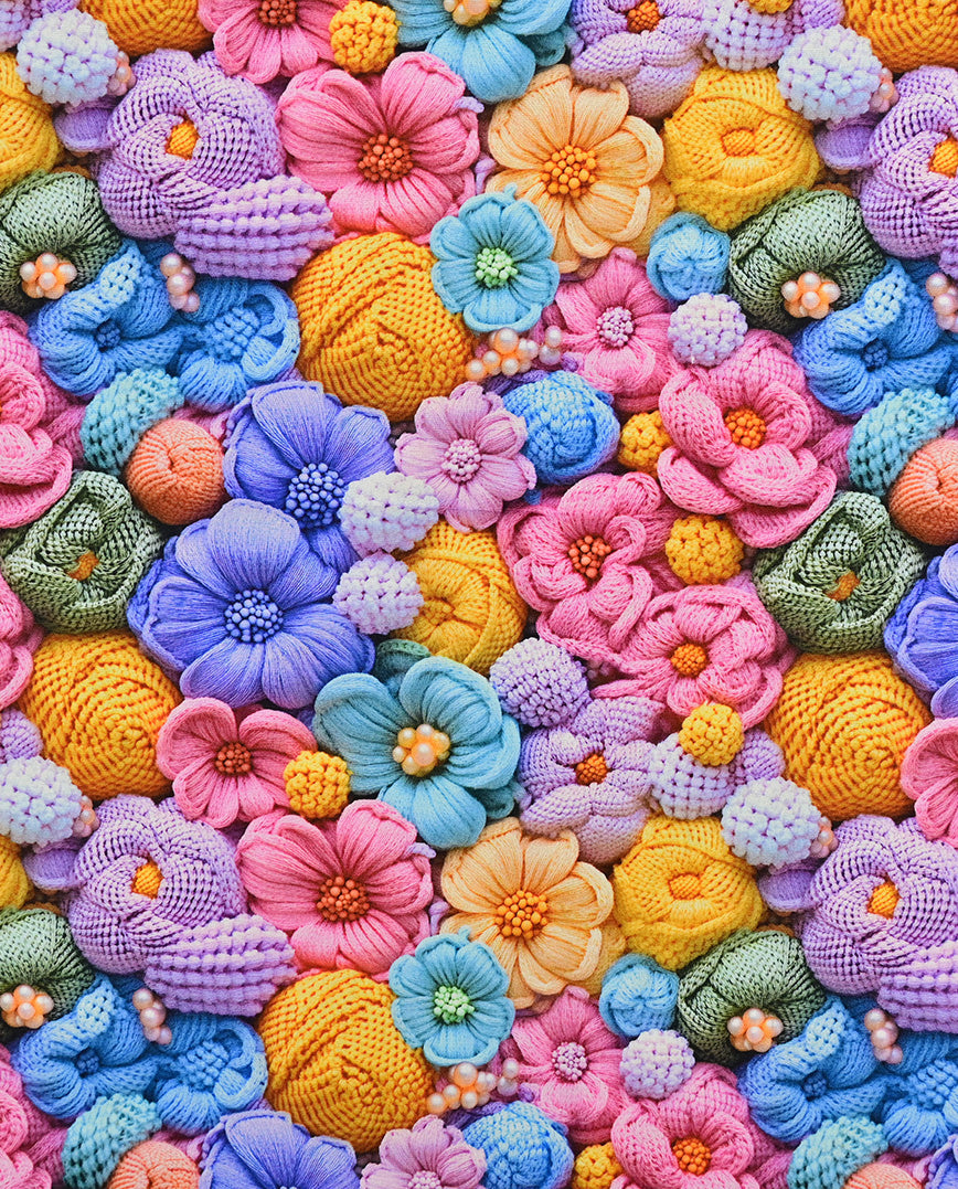 Poplin 3 D Knitted Flowers : 5825 : 2042 : Lila