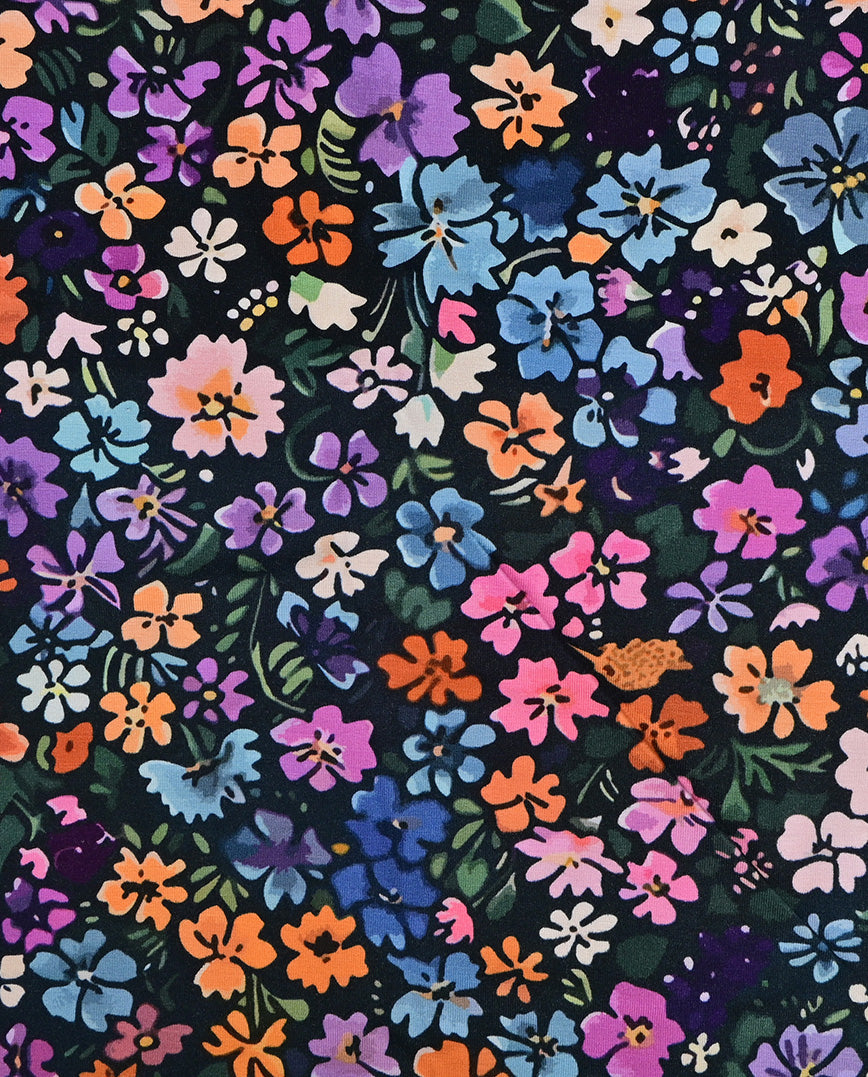 Bamboo Jersey Digital Little Flower : 5881 : 1338 : Brique