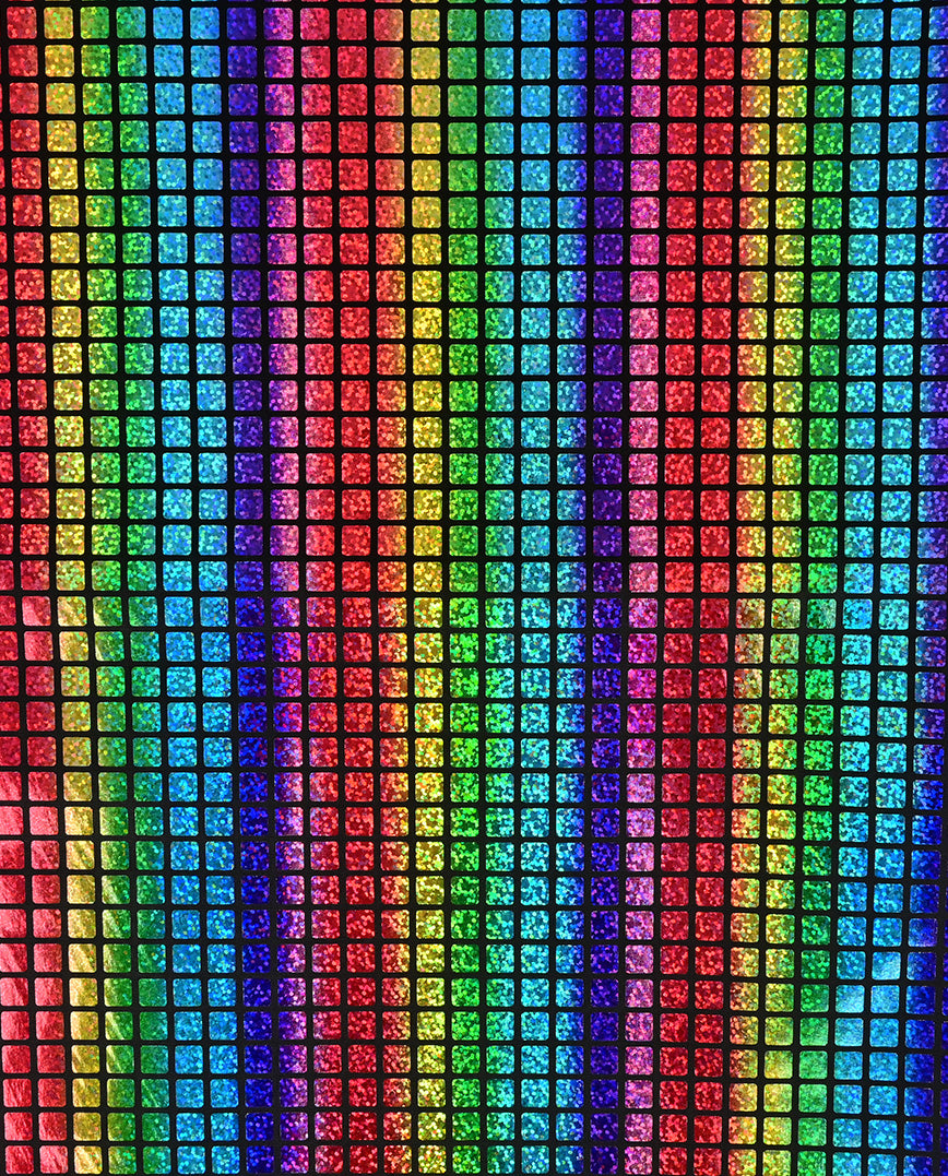 Multicolour Check Hologram Foil : 5658 : 12 : Rose