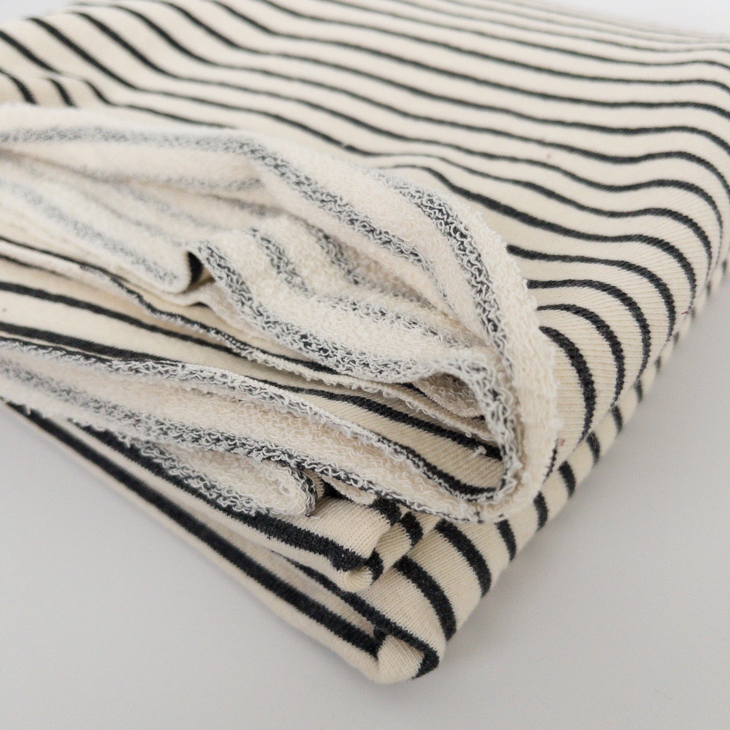 American Milled Cotton/Poly High Loop French Terry Charcoal Stripe | By the Half Yard