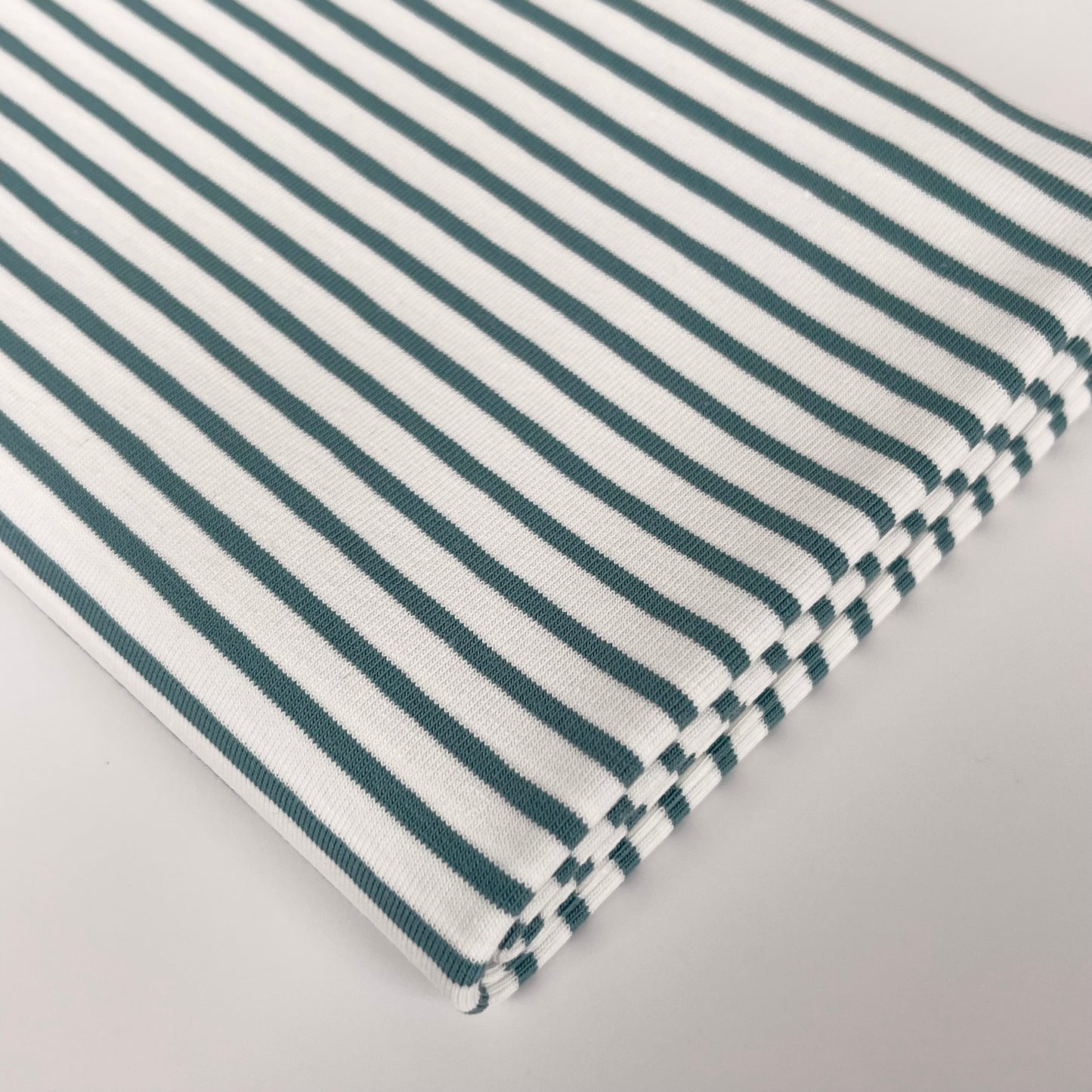 Euro Stripes | Deep Aqua | Jersey | BY THE HALF YARD