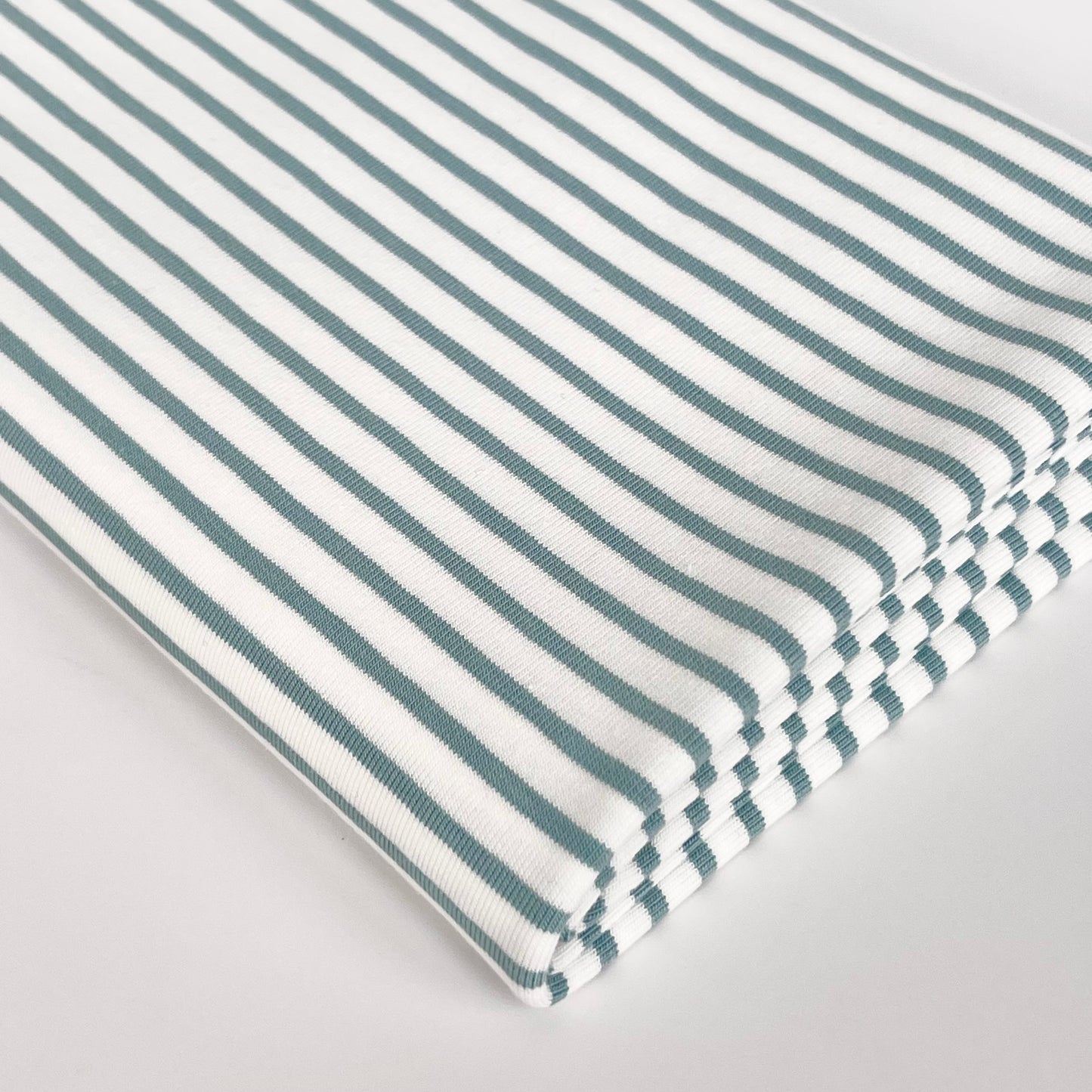 Euro Stripes | Muted Aqua | Jersey | BY THE HALF YARD