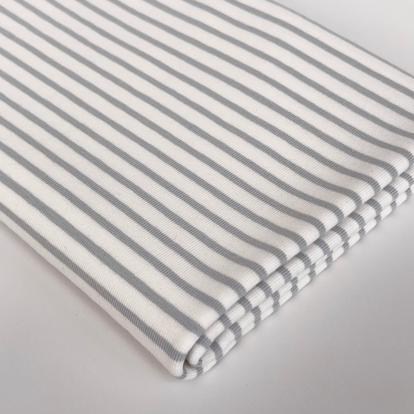 Euro Stripes | Silver Gray | Jersey | BY THE HALF YARD