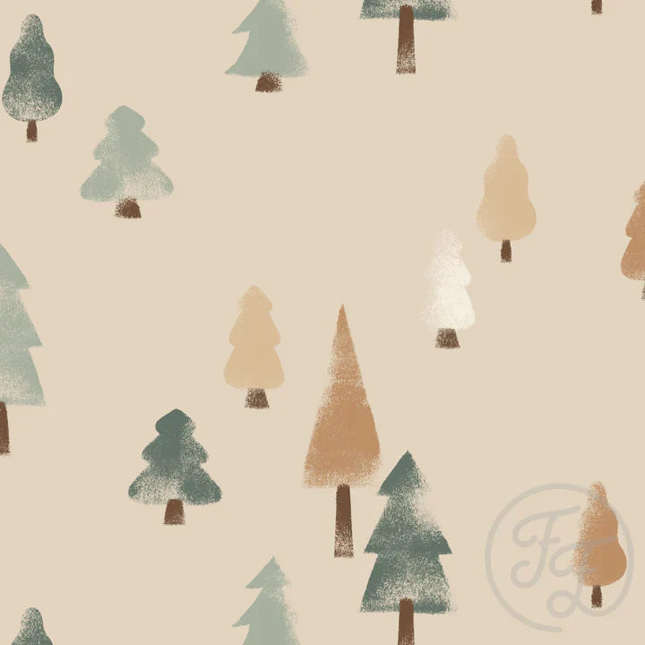 Family Fabrics | Winter Forest Green Beige | 100-1877 (by the full yard)