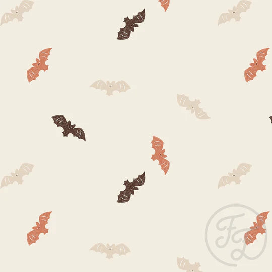 (IN STOCK) Family Fabrics | Bats Brown Terra Small 100-1713 | French Terry 230gsm BY THE HALF YARD