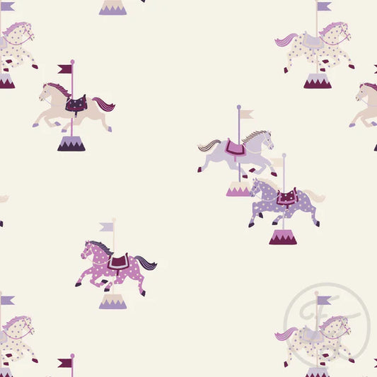 (IN STOCK) Family Fabrics | Merry Go Round Lilac 100-2060 | Jersey 220gsm BY THE HALF YARD