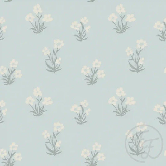 (IN STOCK) Family Fabrics | Light Blue Ditsy Blossom 100-2274 | Jersey 180gsm BY THE HALF YARD