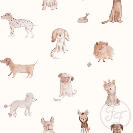 Family Fabrics | Dogs Gold | 102-229 (by the full yard)