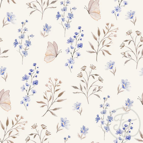 Family Fabrics | Flowers and Butterflies Violet Brown | 102-230 (by the full yard)