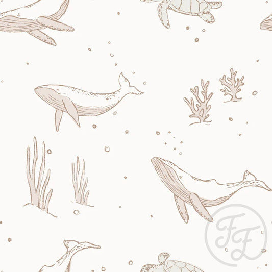 Family Fabrics | Whales Offwhite | 102-244 (by the full yard)