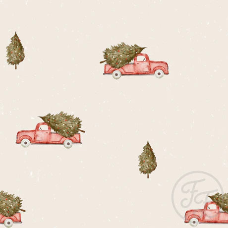 (IN STOCK) Family Fabrics | Christmas Red Cars 102-303 | Jersey 180gsm BY THE HALF YARD