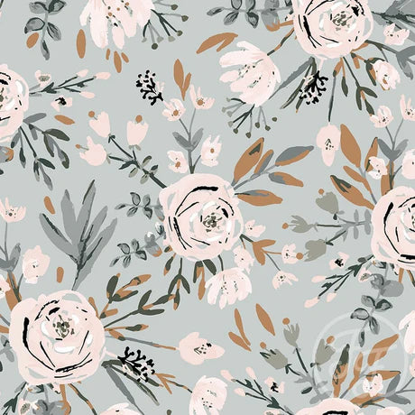 Family Fabrics | Graceful Roses Silver 104-112 (by the full yard)