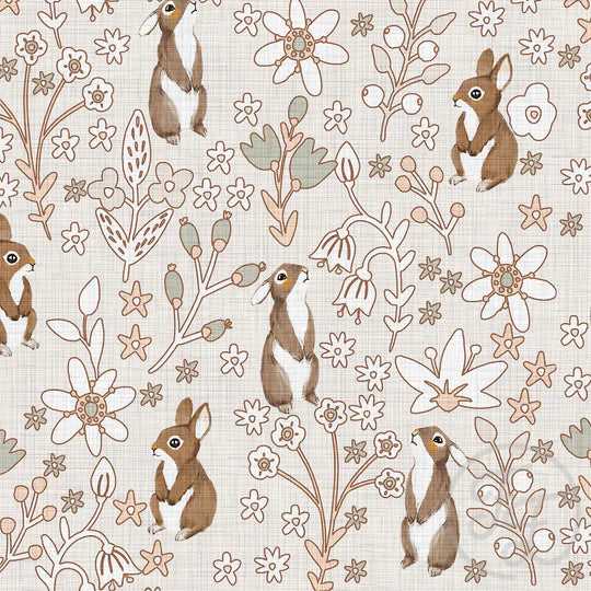(IN STOCK) Family Fabrics | Flowers & Bunnies 104-162 | Jersey 220gsm BY THE HALF YARD