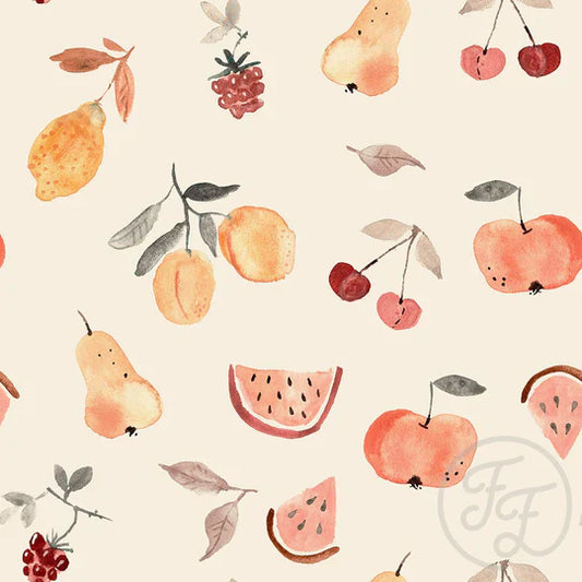 Family Fabrics | Fruitprint Ecru | 104-199 (by the full yard)