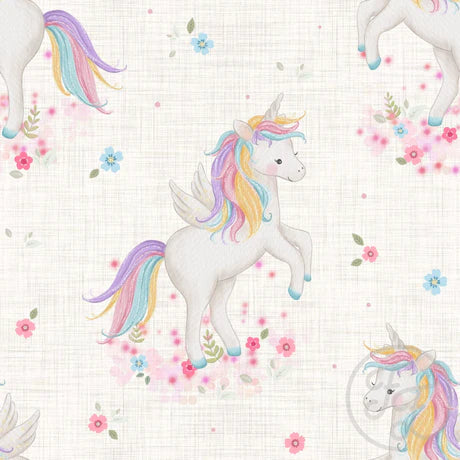 (IN STOCK) Family Fabrics | Luna Unicorn 111-124 (5x5" section shown) | Jersey 220gsm BY THE HALF YARD
