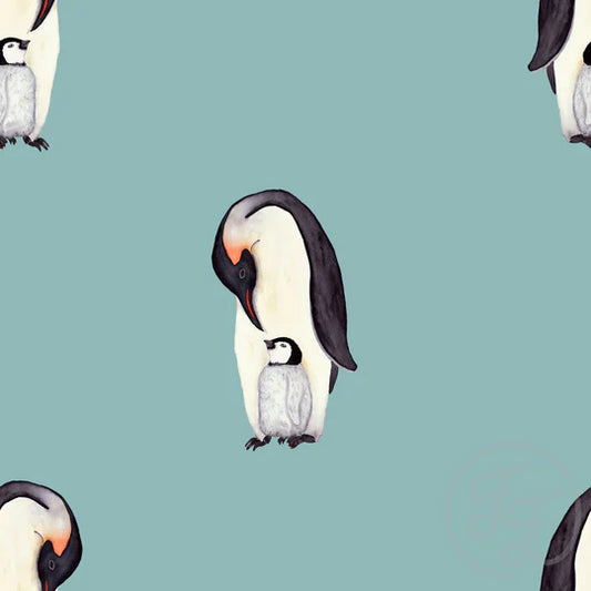 Family Fabrics | Penguins Turquoise 105-166 | (by the full yard)