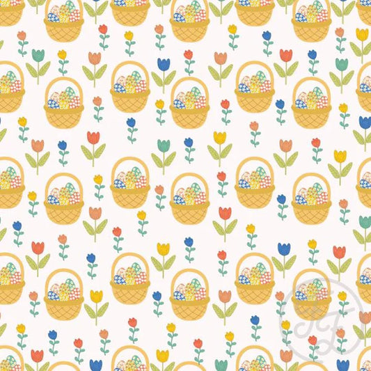 (IN STOCK) Family Fabrics | Easter Basket 106-194 | Rib 2x2 BY THE HALF YARD