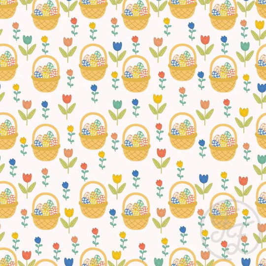 (IN STOCK) Family Fabrics | Easter Basket 106-194 | Jersey 220gsm BY THE HALF YARD