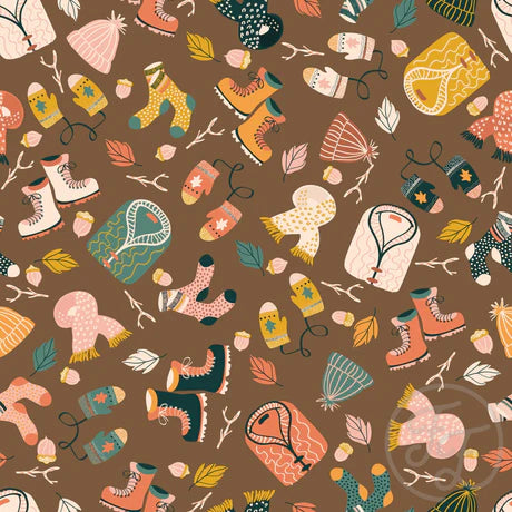 Family Fabrics | Cozy Fall Camping Brown Bear | 106-211 (by the full yard)