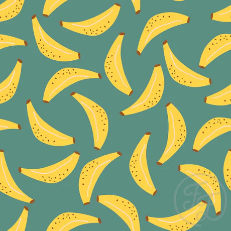 Family Fabrics | Bananas for You in Slate Green | 106-379 (by the full yard)