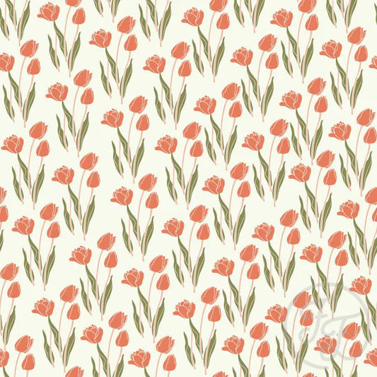 Family Fabrics | Tulip Flower in Floral White | 106-519 (by the full yard)