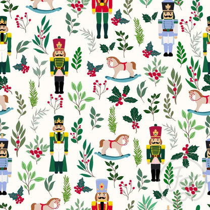 (IN STOCK) Family Fabrics | Nutcracker in Ceramic LARGE SCALE (16"x16" shown) 106-707 | Jersey 180gsm BY THE HALF YARD