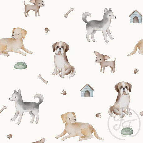 Family Fabrics | Dogs Ivory | 111-134 (by the full yard)