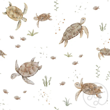 Family Fabrics | Turtles White | 111-135 (by the full yard)