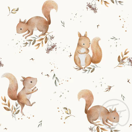 Family Fabrics | Squirrels Ivory | 111-138 (by the full yard)