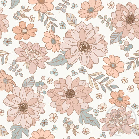 Family Fabrics | Floral Kati Peach | 111-139 (by the full yard)