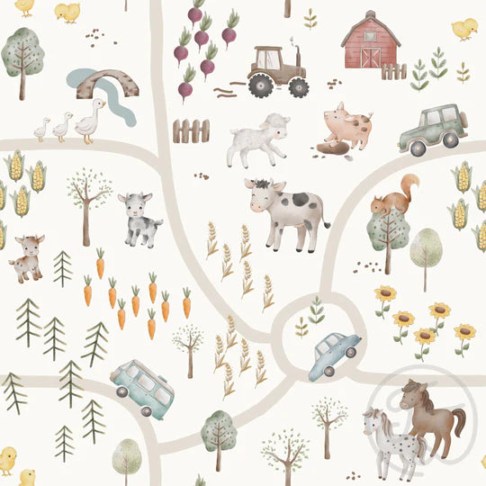 (IN STOCK) Family Fabrics | Countryside Farm Ivory 111-149 | Jersey 220gsm BY THE HALF YARD