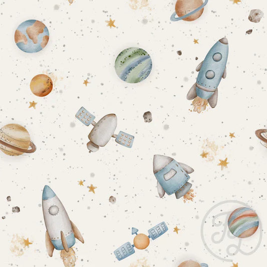 Family Fabrics | Spaceships Cream | 111-167 (by the full yard)